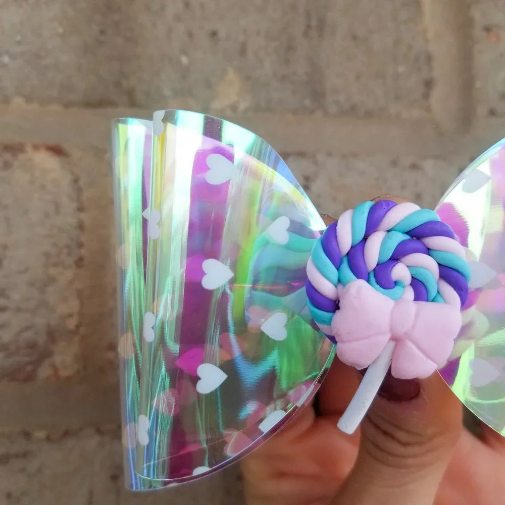 Holographic Lollipop candy bow kids girl kawaii barbiecore